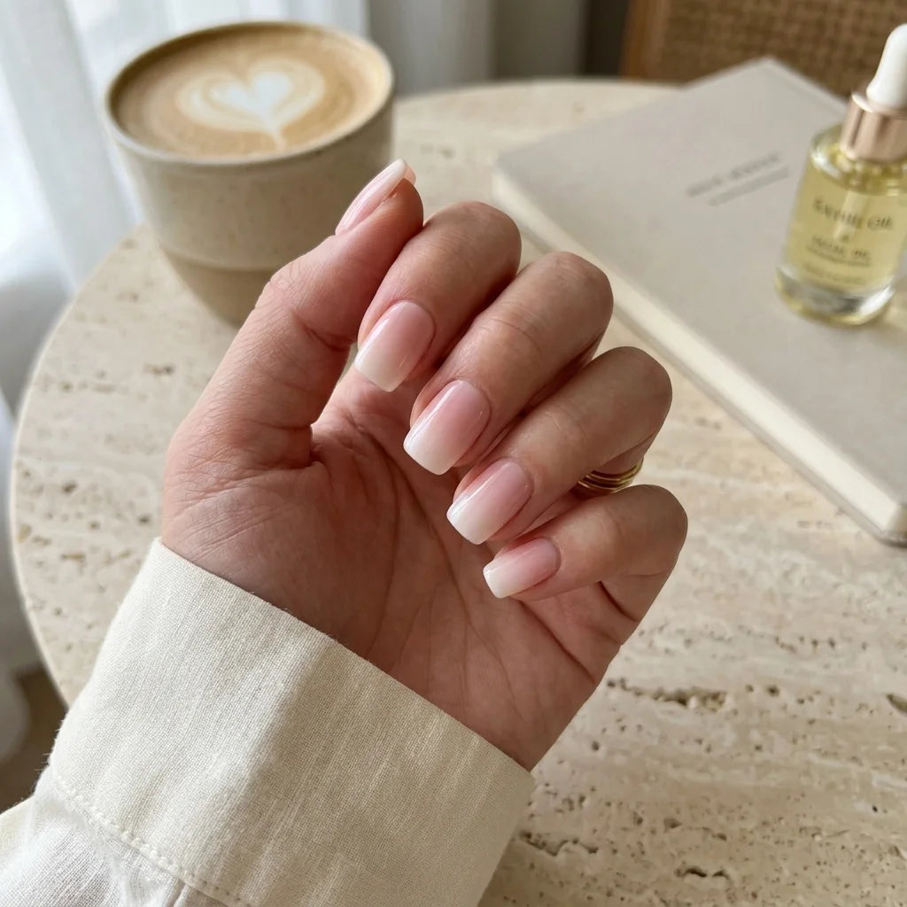 nude white ombre coffin press on nails baby boomer lifestyle 01