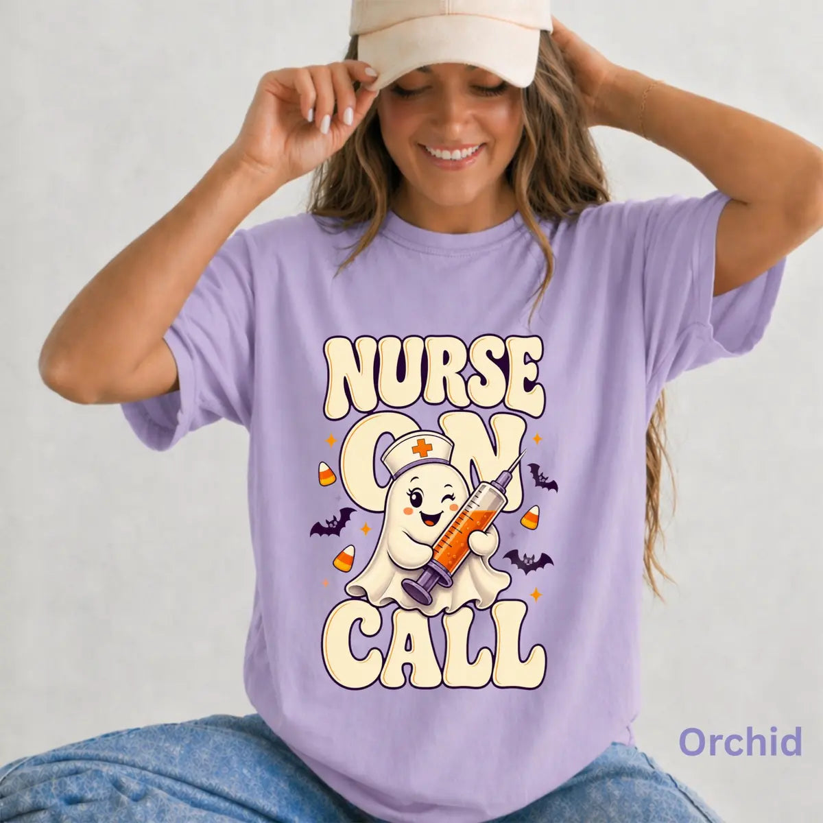 Comfort Colors T-shirt with Nurse On Call Syringe Ghost - Medical Halloween Comfort Colors T-Shirt Halloween artwork