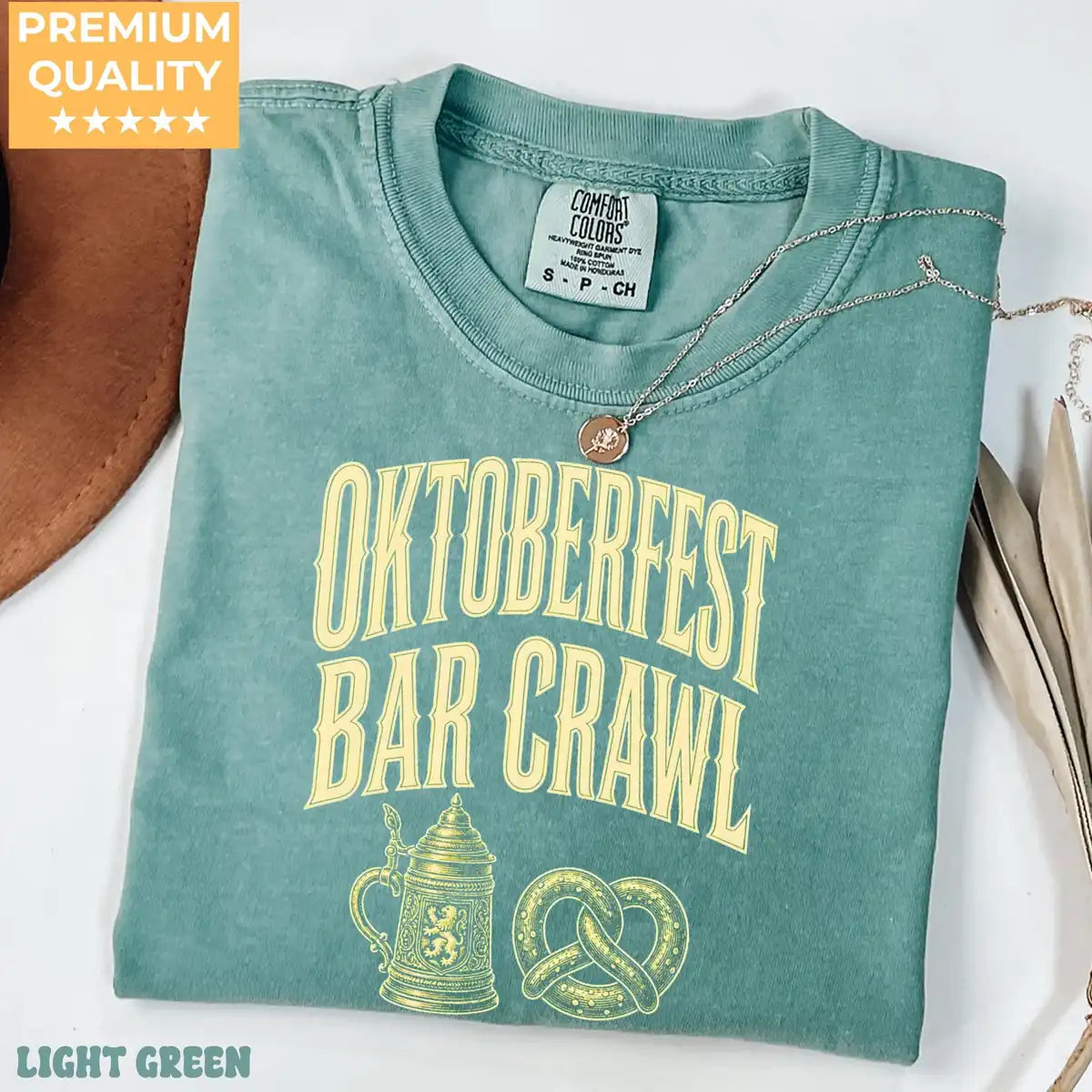 Moss Comfort Colors T-shirt featuring Oktoberfest Bar Crawl Halloween print