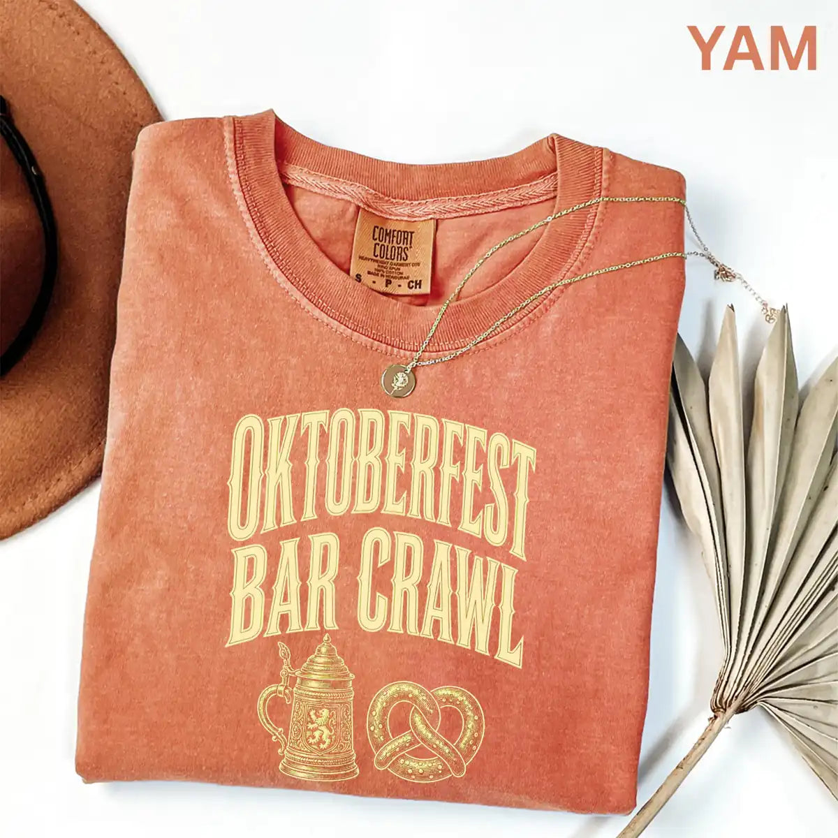 Woman wearing Espresso Oktoberfest Bar Crawl - Beer Festival Halloween Comfort Colors T-Shirt