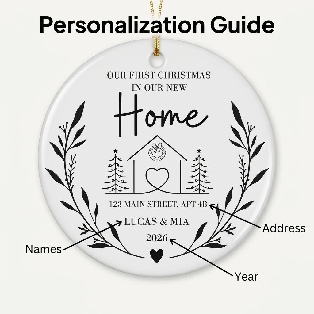 our first christmas in our new home personalized ornament guide