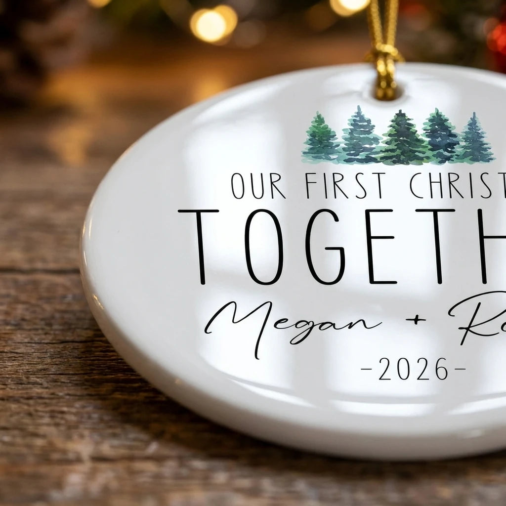 our first christmas together christmas tree personalized ornament detail