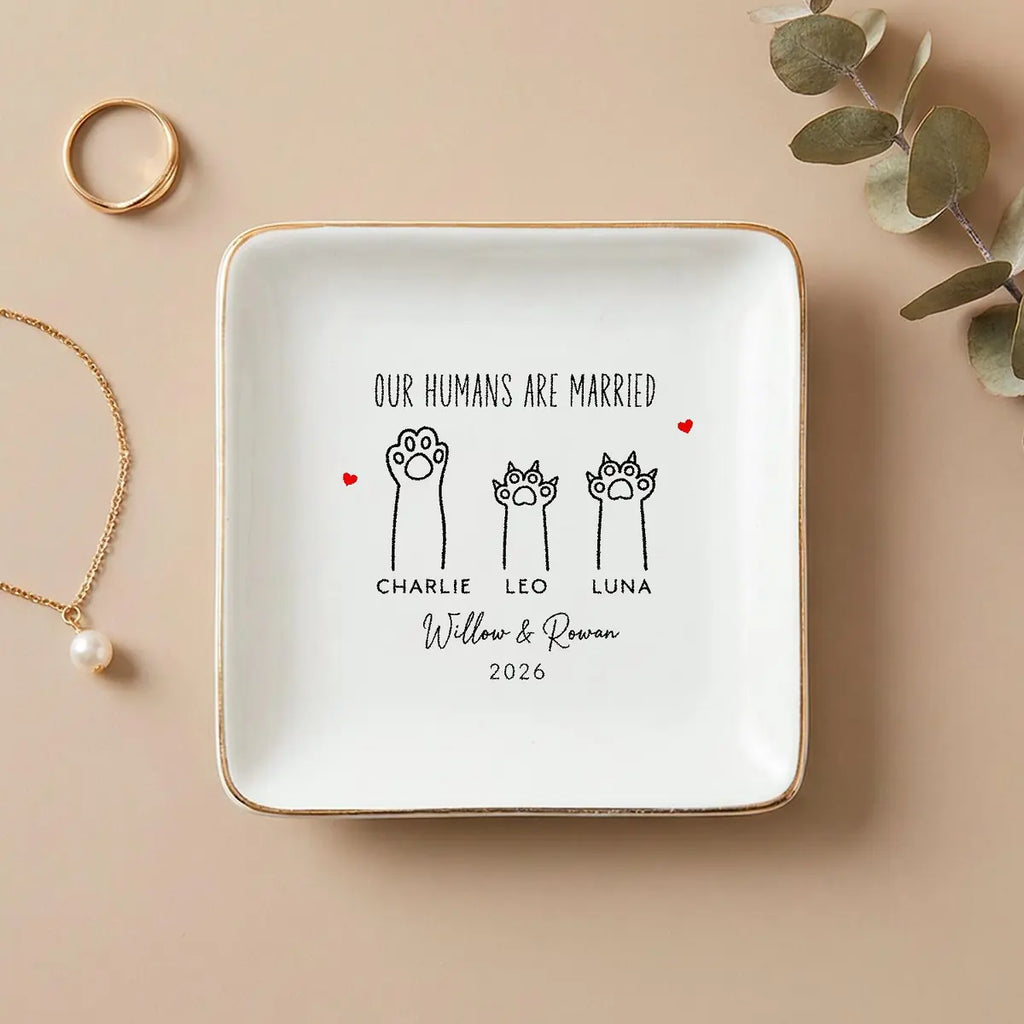 Pet Wedding Ring Dish, Our Humans Are Married Keepsake, Dog Cat Gift variant