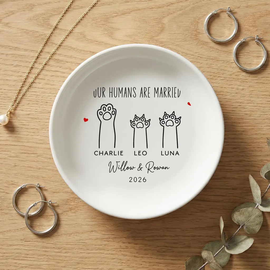 Pet Wedding Ring Dish, Our Humans Are Married Keepsake, Dog Cat Gift variant