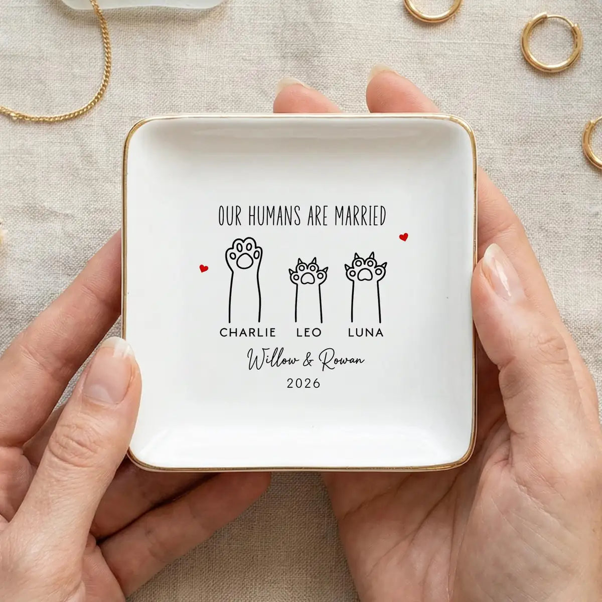 Pet Wedding Ring Dish, Our Humans Are Married Keepsake, Dog Cat Gift variant