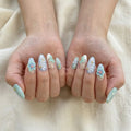 pastel blue 3d flower almond press on nails shell engraved pearl star lifestyle 02