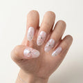 pearl white 3d chrome oval press on nails ribbon bow moon star heart mockup 01