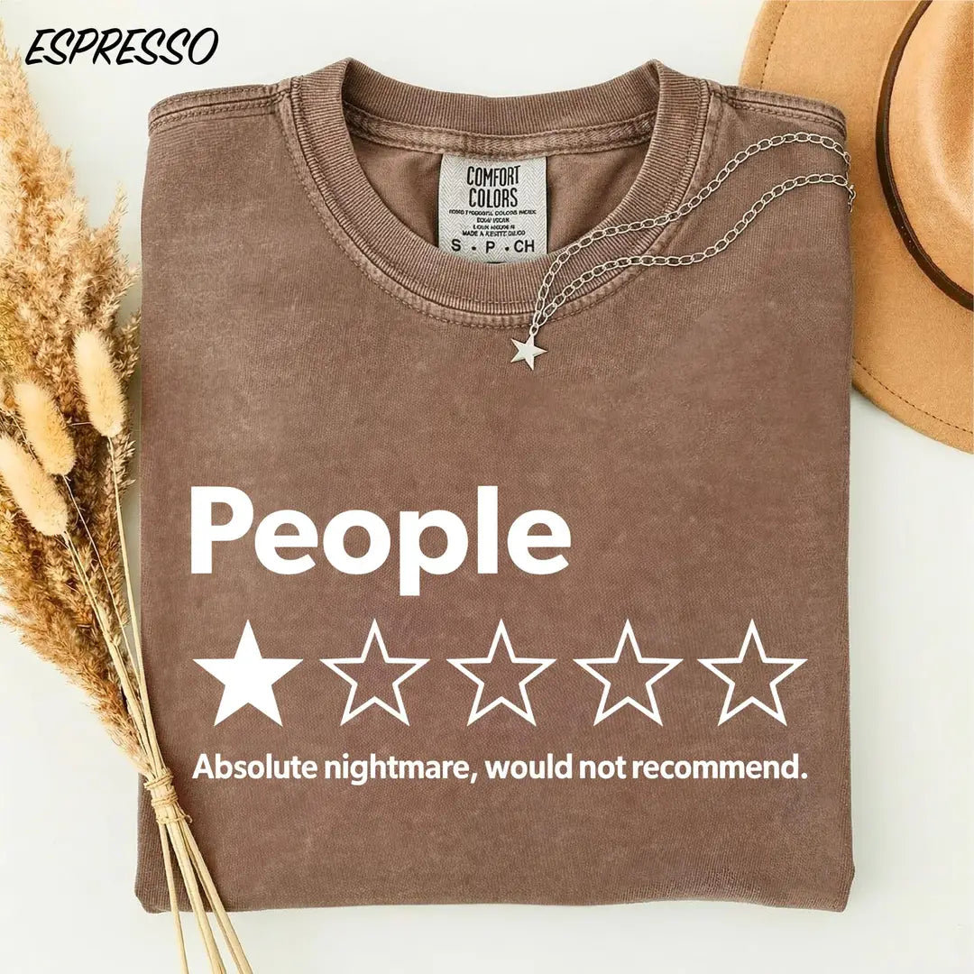 People One Star Review graphic Comfort Colors T-shirt, additional product photograph.