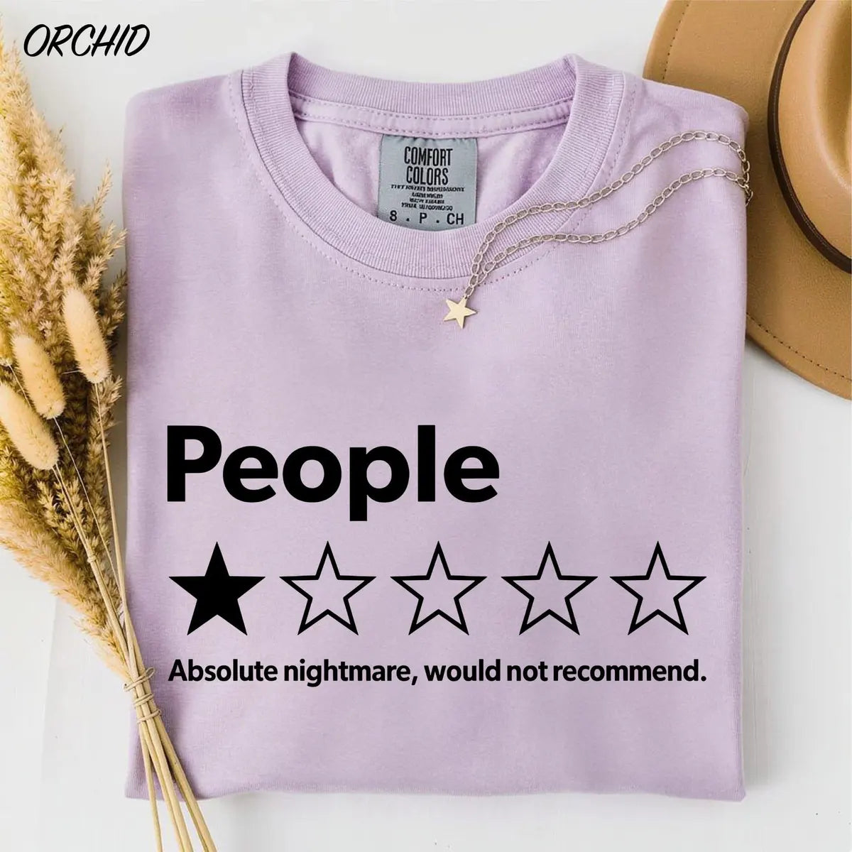 People One Star Review graphic Comfort Colors T-shirt, additional product photograph.