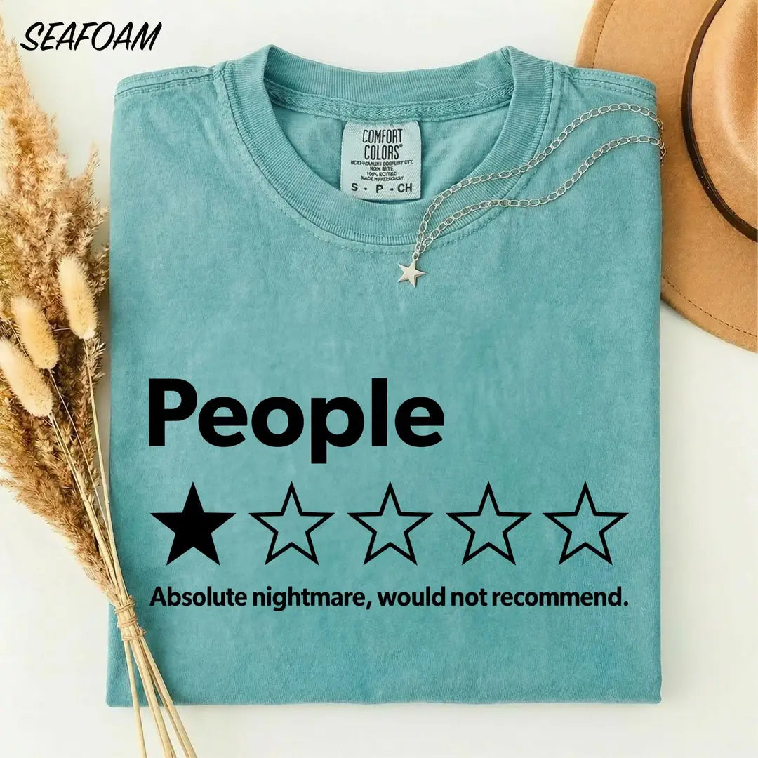 People One Star Review graphic Comfort Colors T-shirt, additional product photograph.