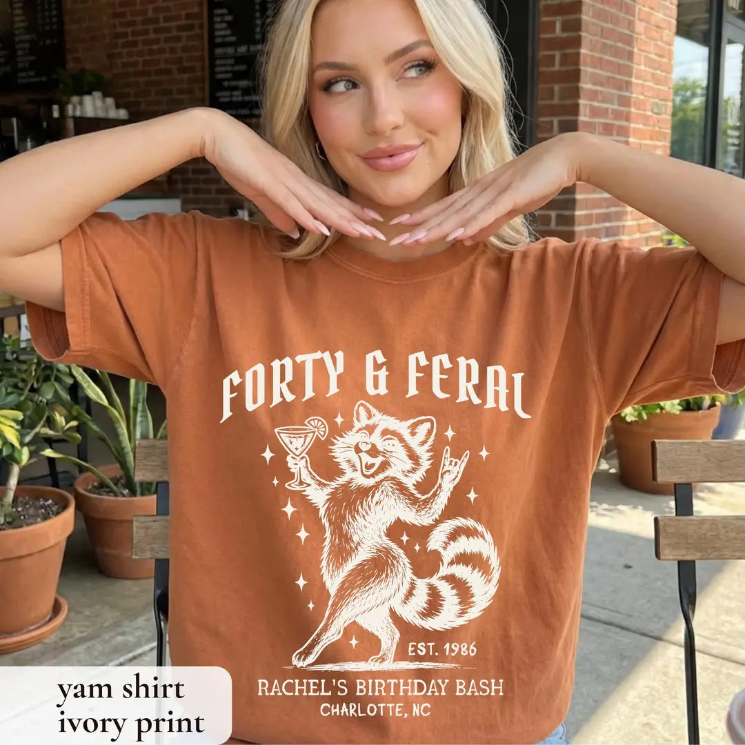 Raccoon Birthday Squad graphic Comfort Colors T-shirt, additional product photograph.
