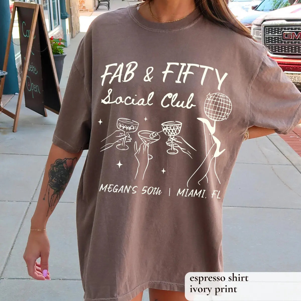 Fab & Fifty Social Club graphic Comfort Colors T-shirt, additional product photograph.