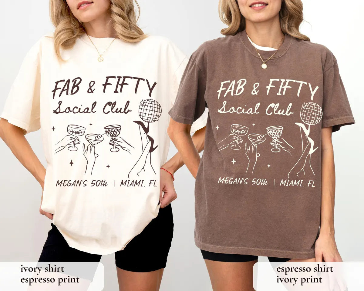 Fab & Fifty Social Club graphic Comfort Colors T-shirt, additional product photograph.