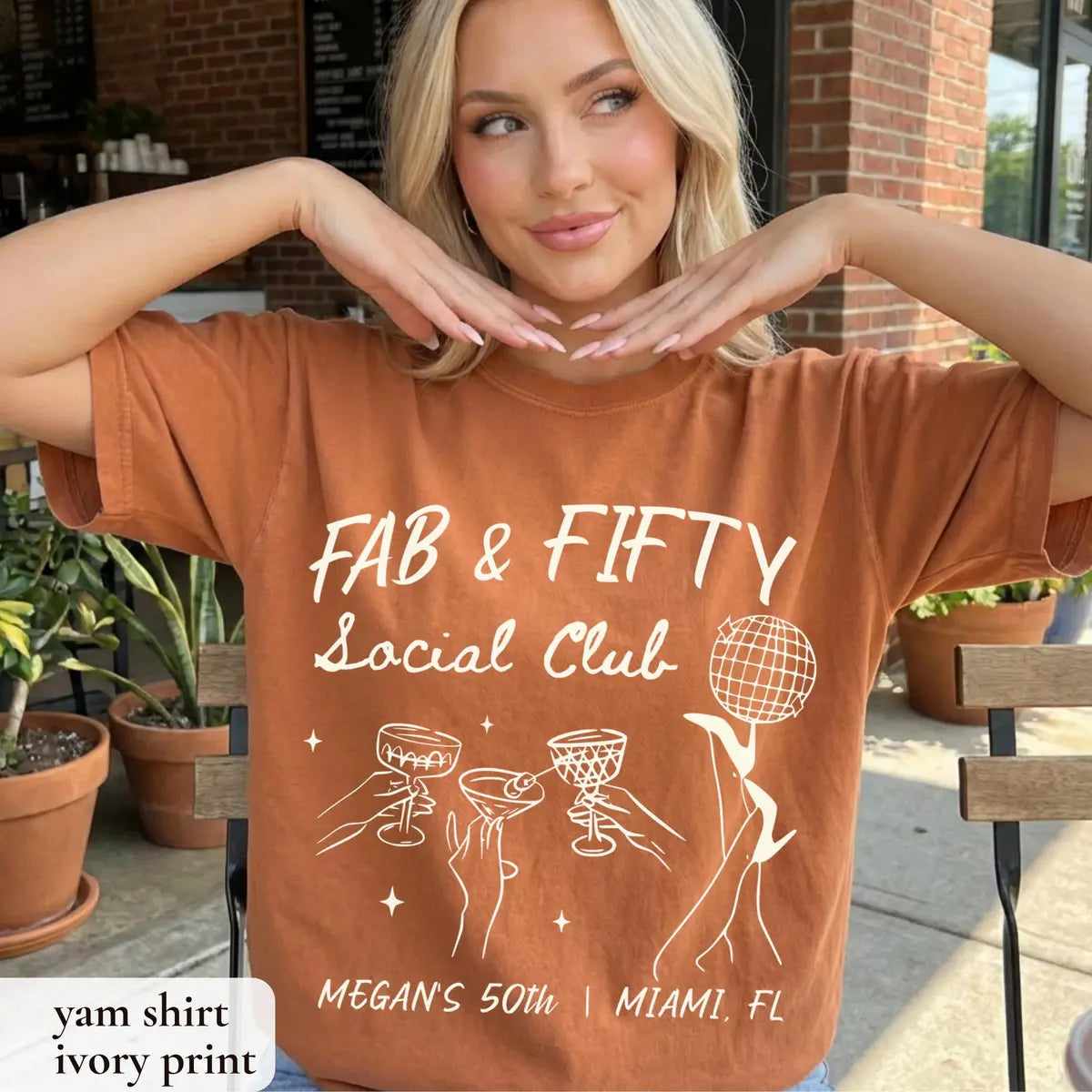 Fab & Fifty Social Club graphic Comfort Colors T-shirt, additional product photograph.
