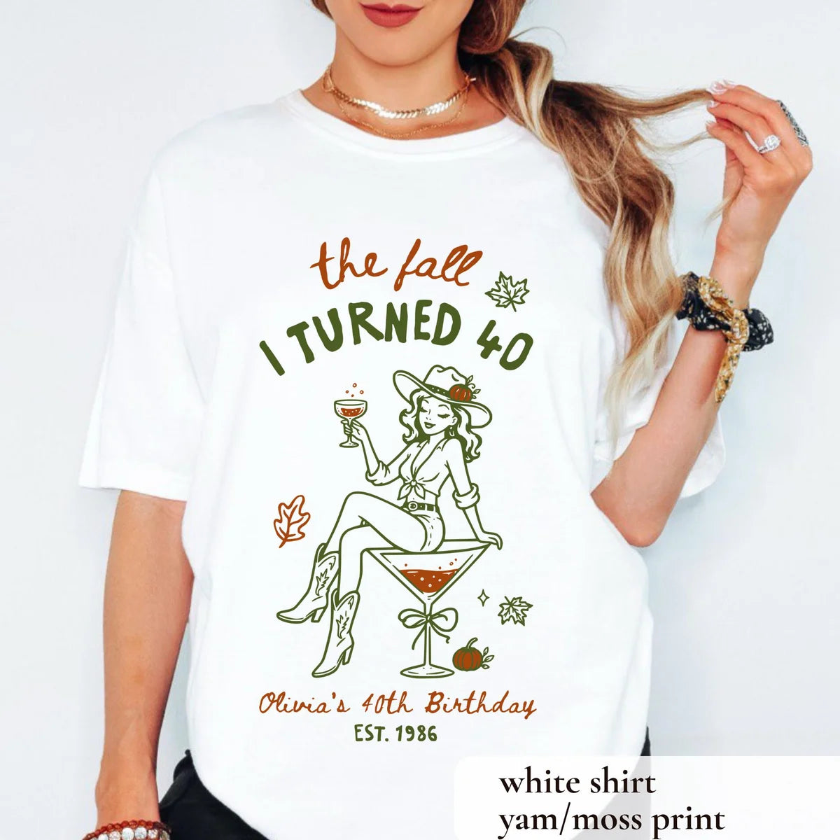 Personalized Fall Birthday graphic Comfort Colors T-shirt, additional product photograph.
