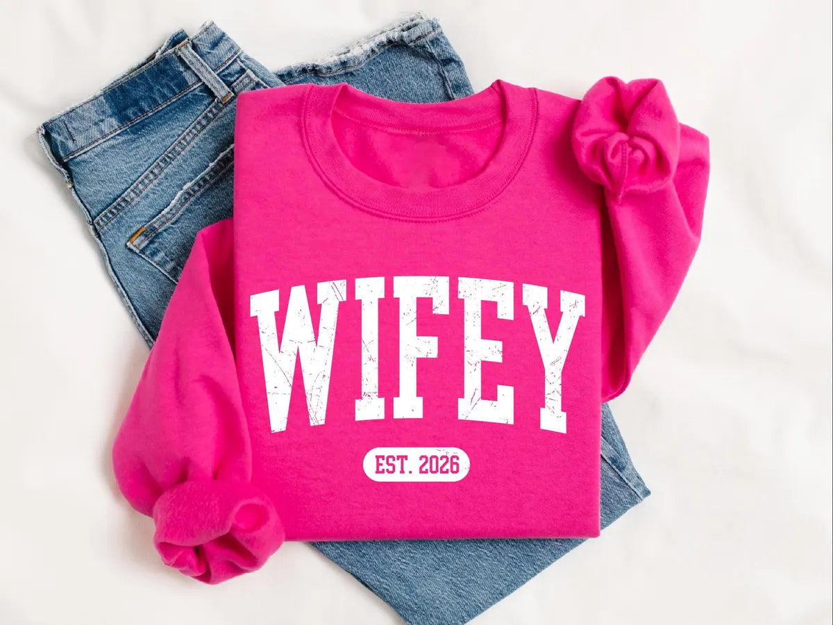 Personalized Wifey Crewneck Sweatshirt alternate product view.