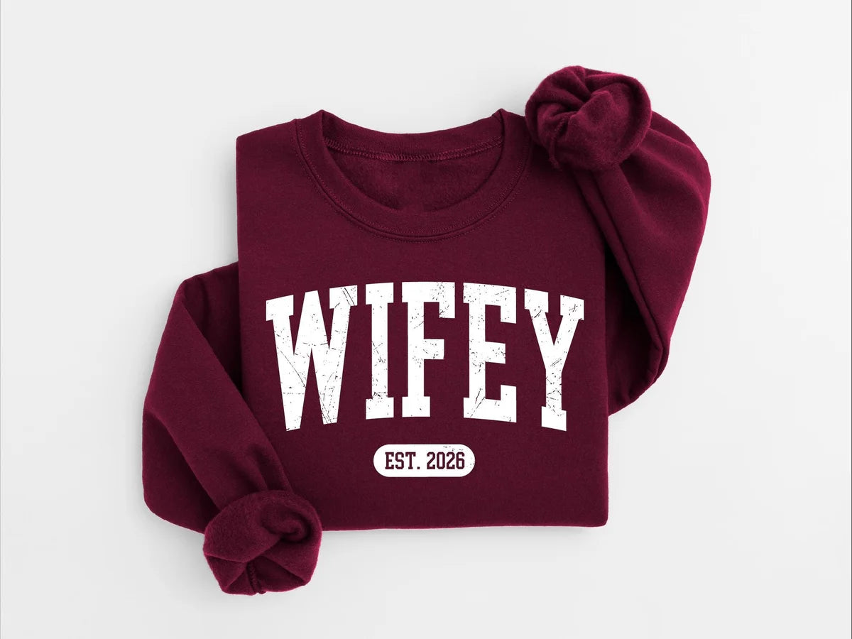 Personalized Wifey Crewneck Sweatshirt alternate product view.