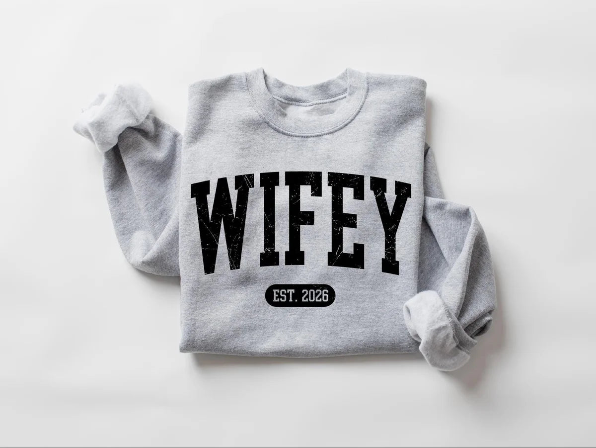 Personalized Wifey Crewneck Sweatshirt alternate product view.