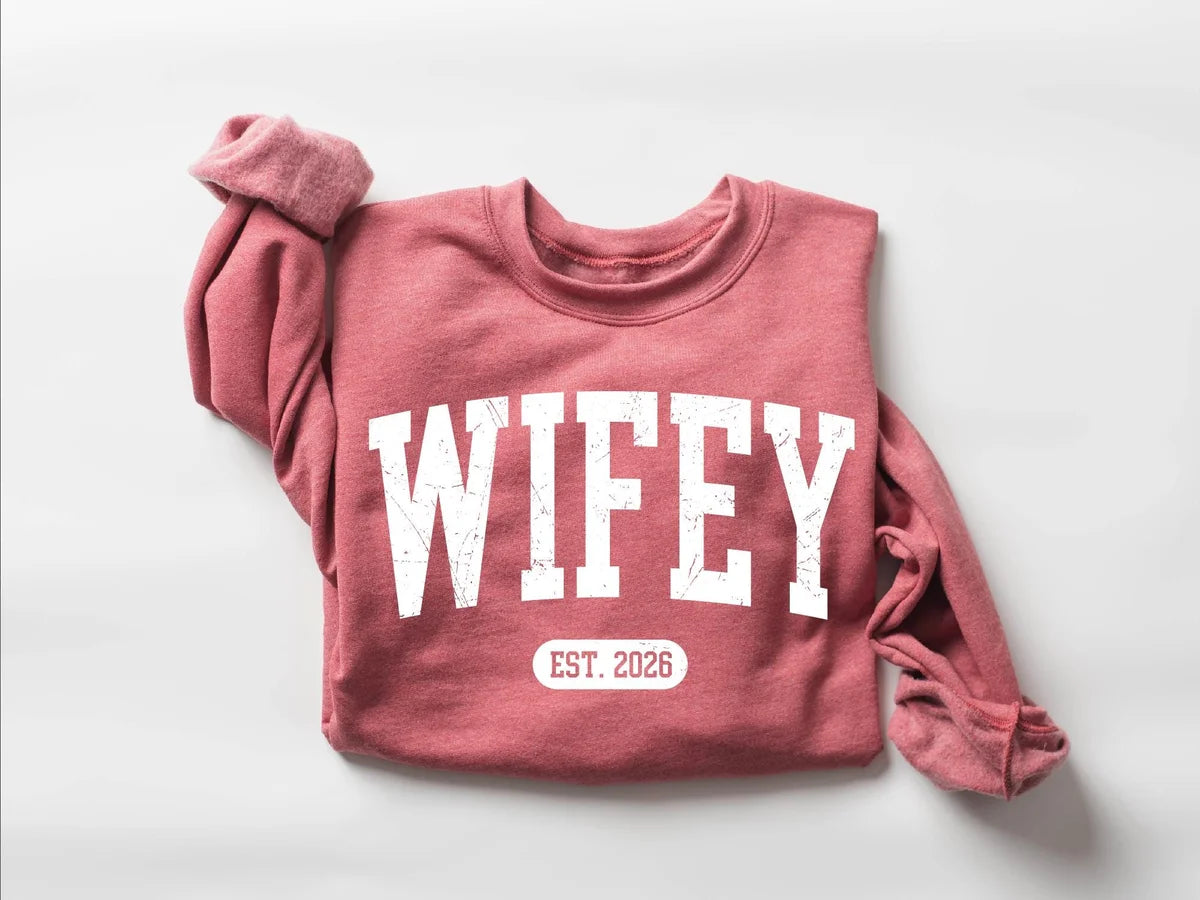 Personalized Wifey Crewneck Sweatshirt alternate product view.
