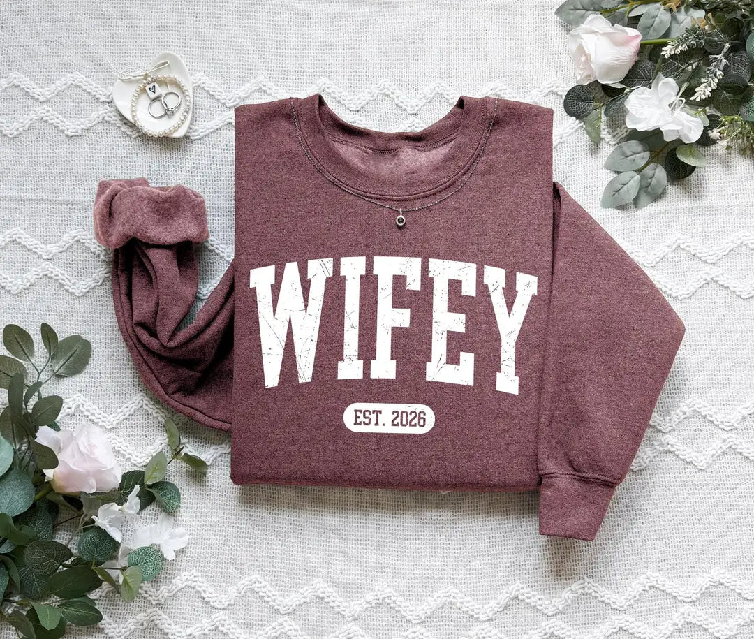 Personalized Wifey Crewneck Sweatshirt alternate product view.
