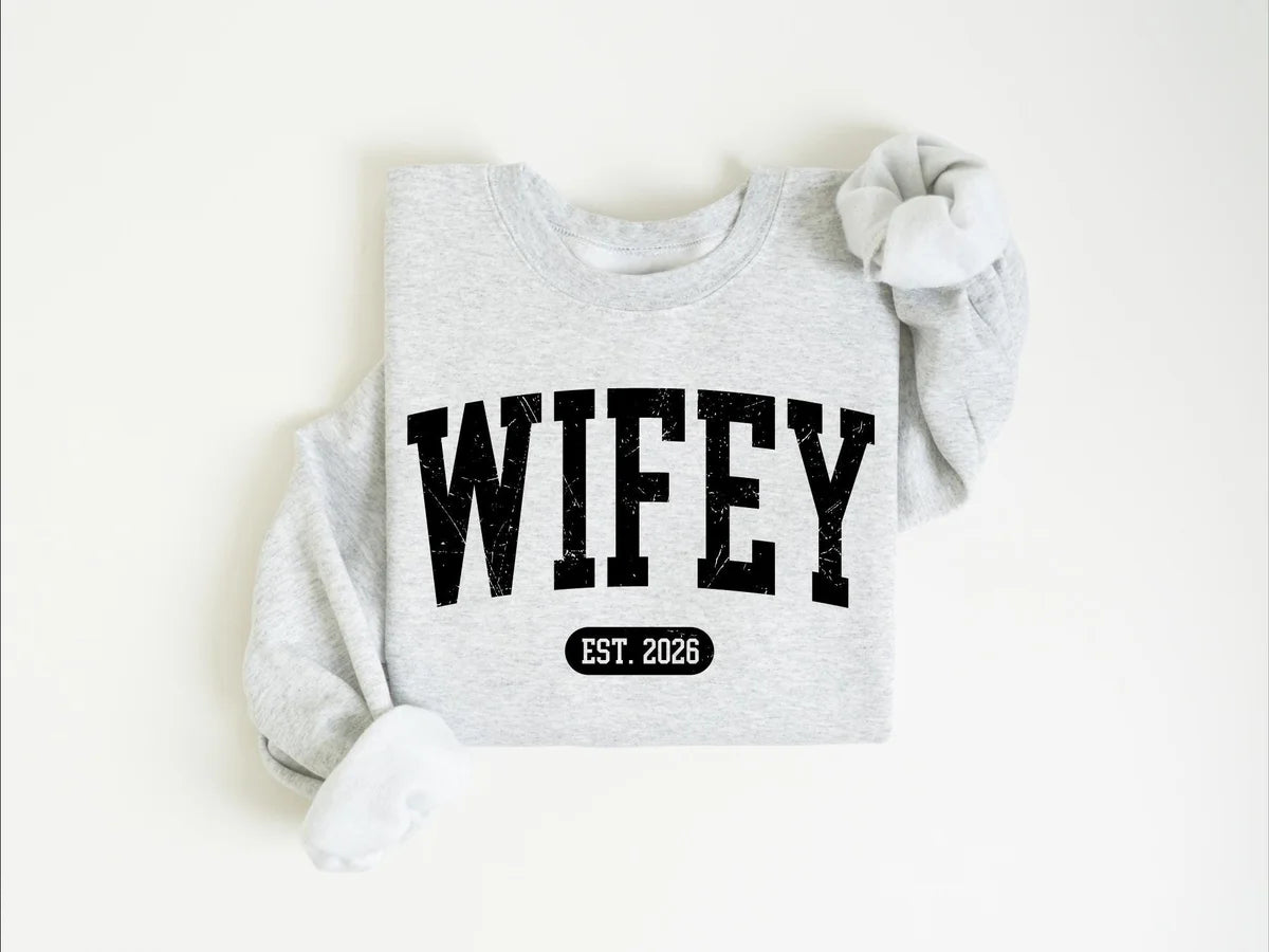 Personalized Wifey Crewneck Sweatshirt alternate product view.