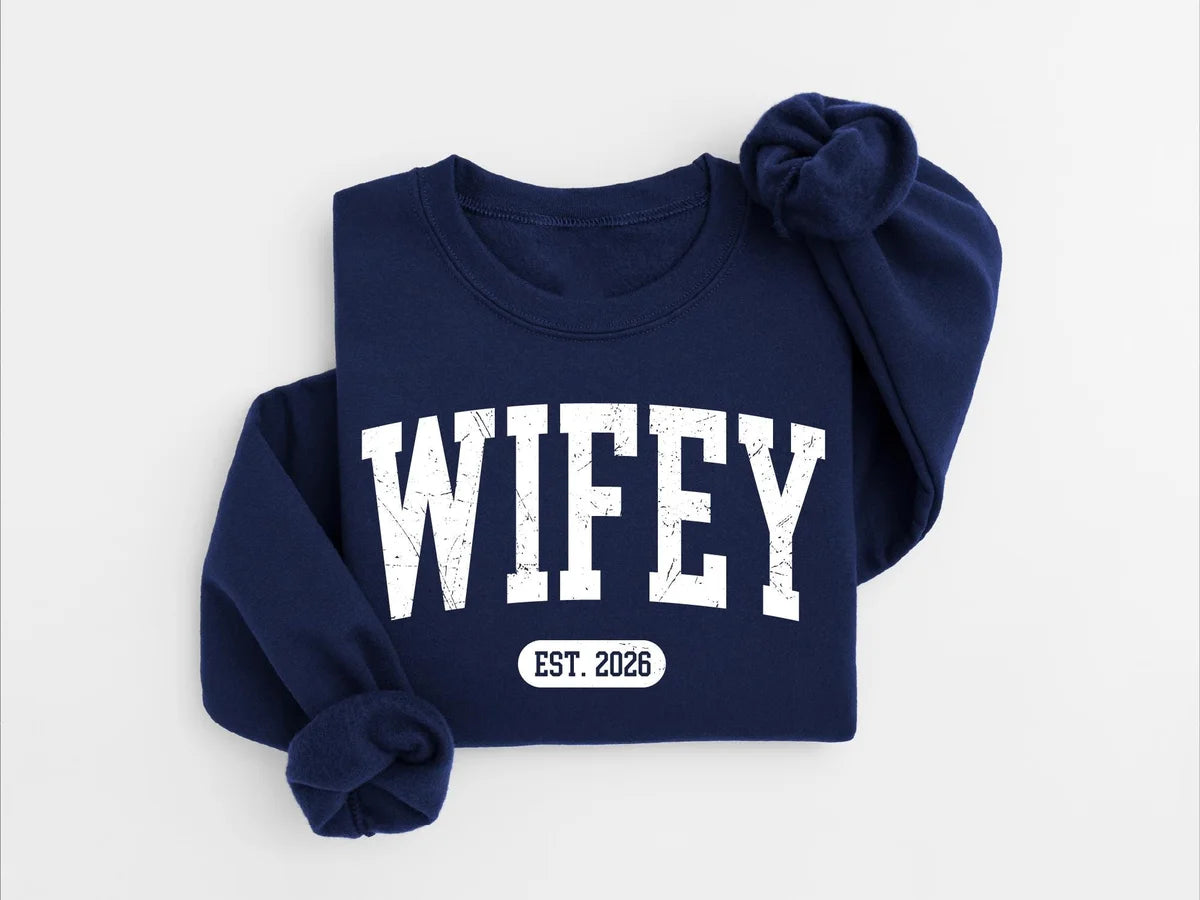 Personalized Wifey Crewneck Sweatshirt alternate product view.
