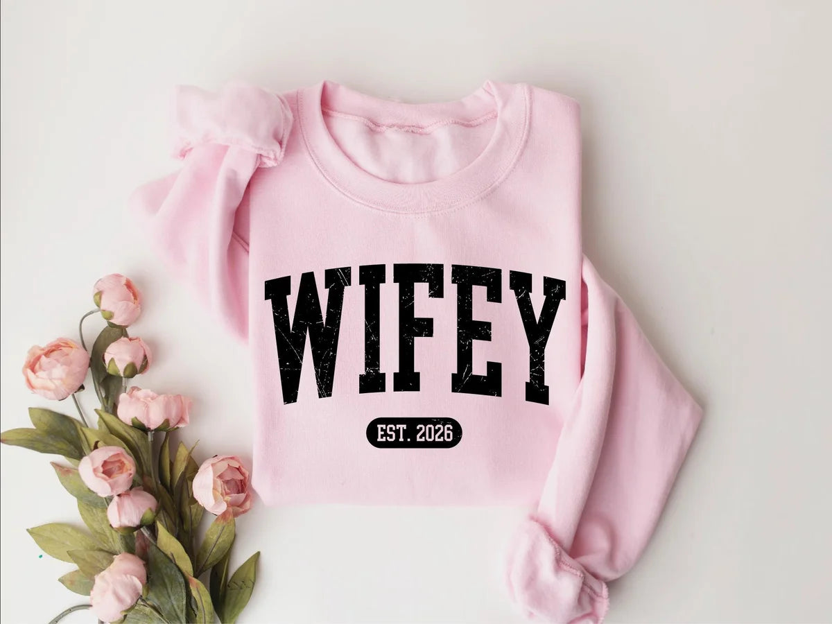 Personalized Wifey Crewneck Sweatshirt alternate product view.