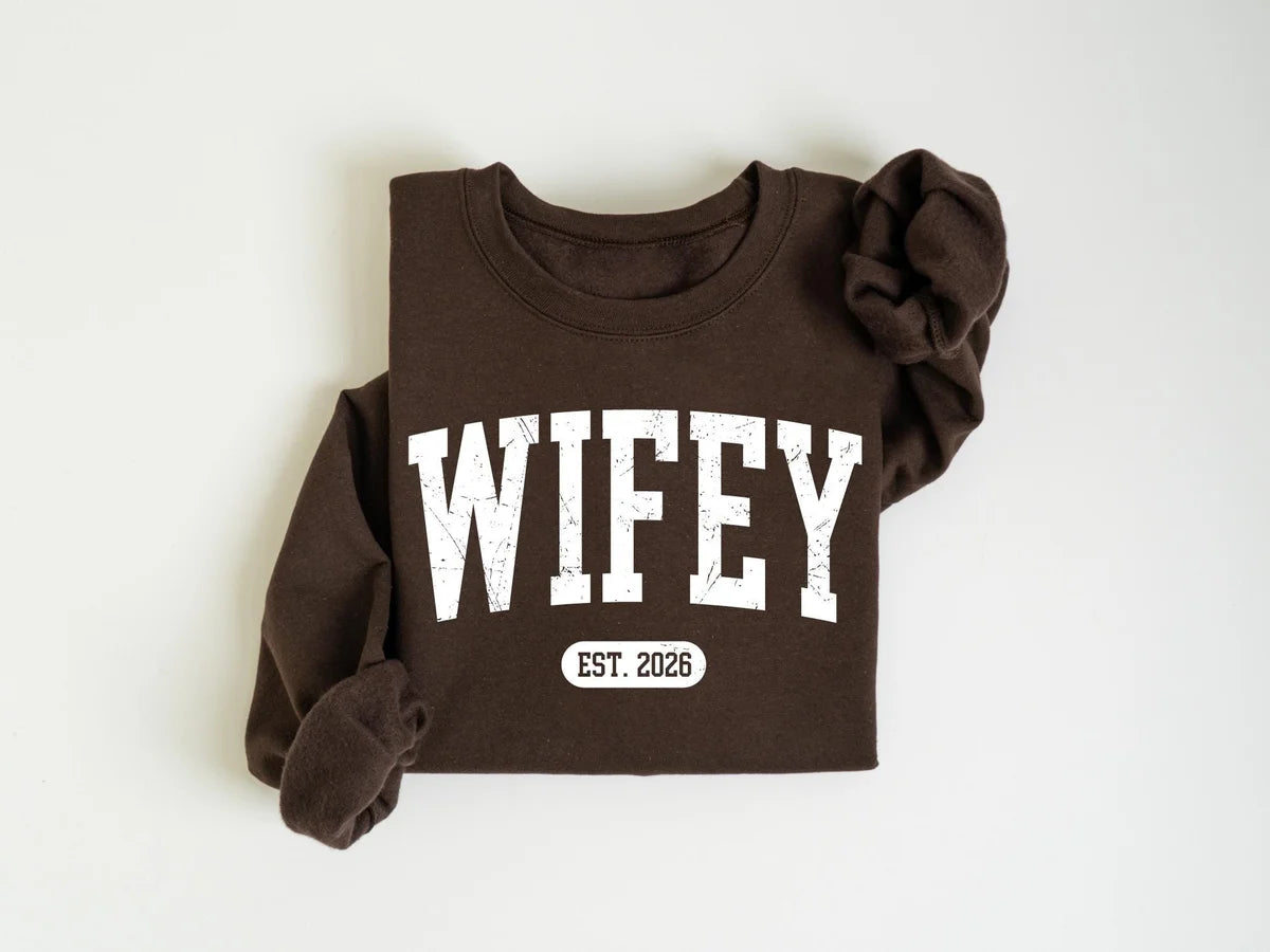 Personalized Wifey Crewneck Sweatshirt alternate product view.
