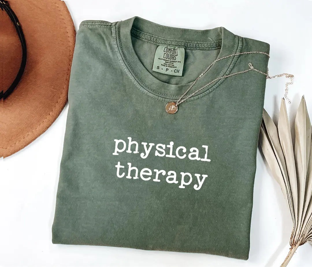 Physical Therapy graphic Comfort Colors T-shirt, additional product photograph.