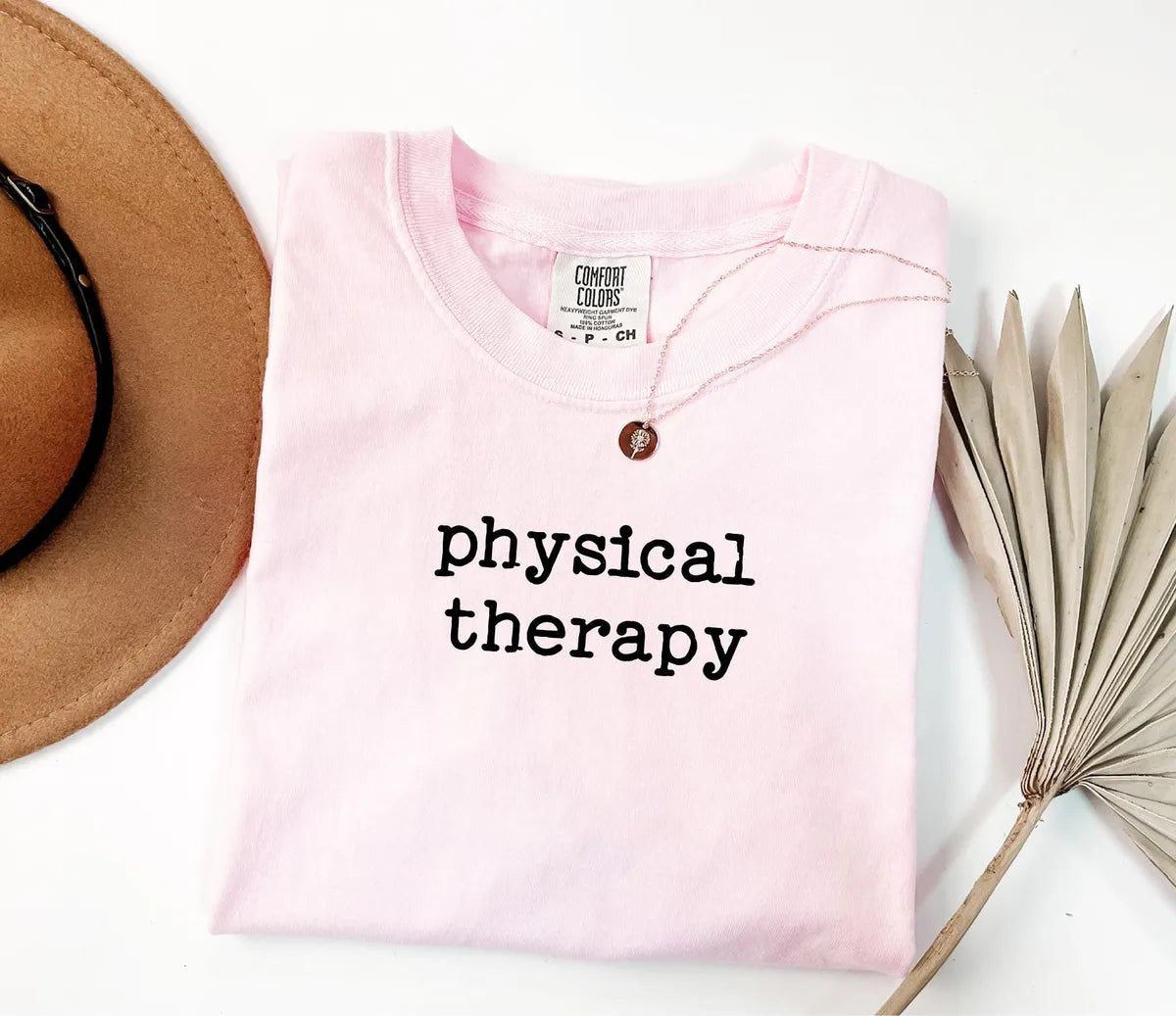 Physical Therapy graphic Comfort Colors T-shirt, additional product photograph.