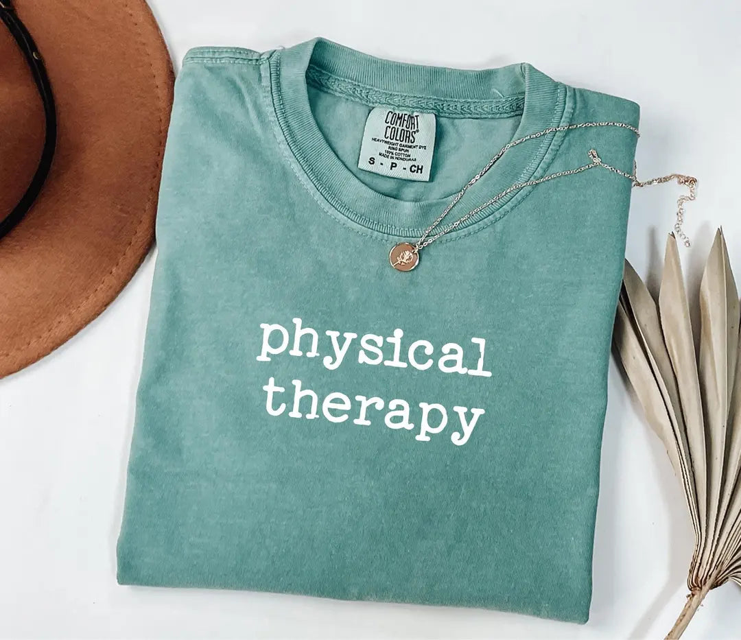 Physical Therapy graphic Comfort Colors T-shirt, additional product photograph.
