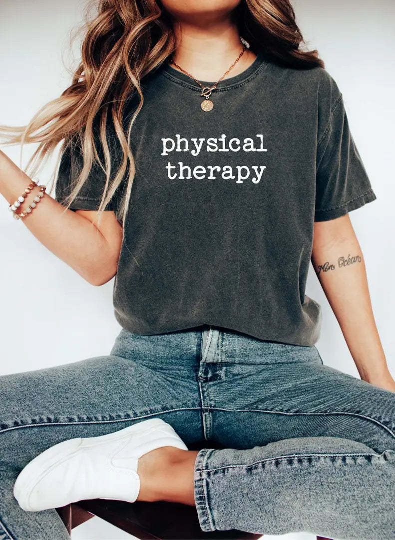 Physical Therapy graphic Comfort Colors T-shirt, additional product photograph.