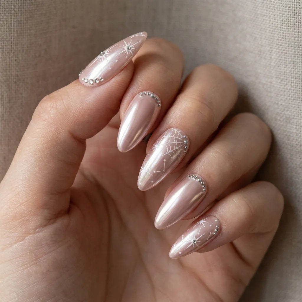 pink 3d chrome almond press on nails star gemstone web mockup 02