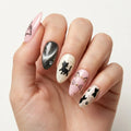 pink black white 3d cat eye almond press on nails cat silhouette mockup 01