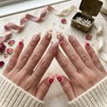 pink hand painted almond press on nails lips 3d heart jelly bow mockup 01