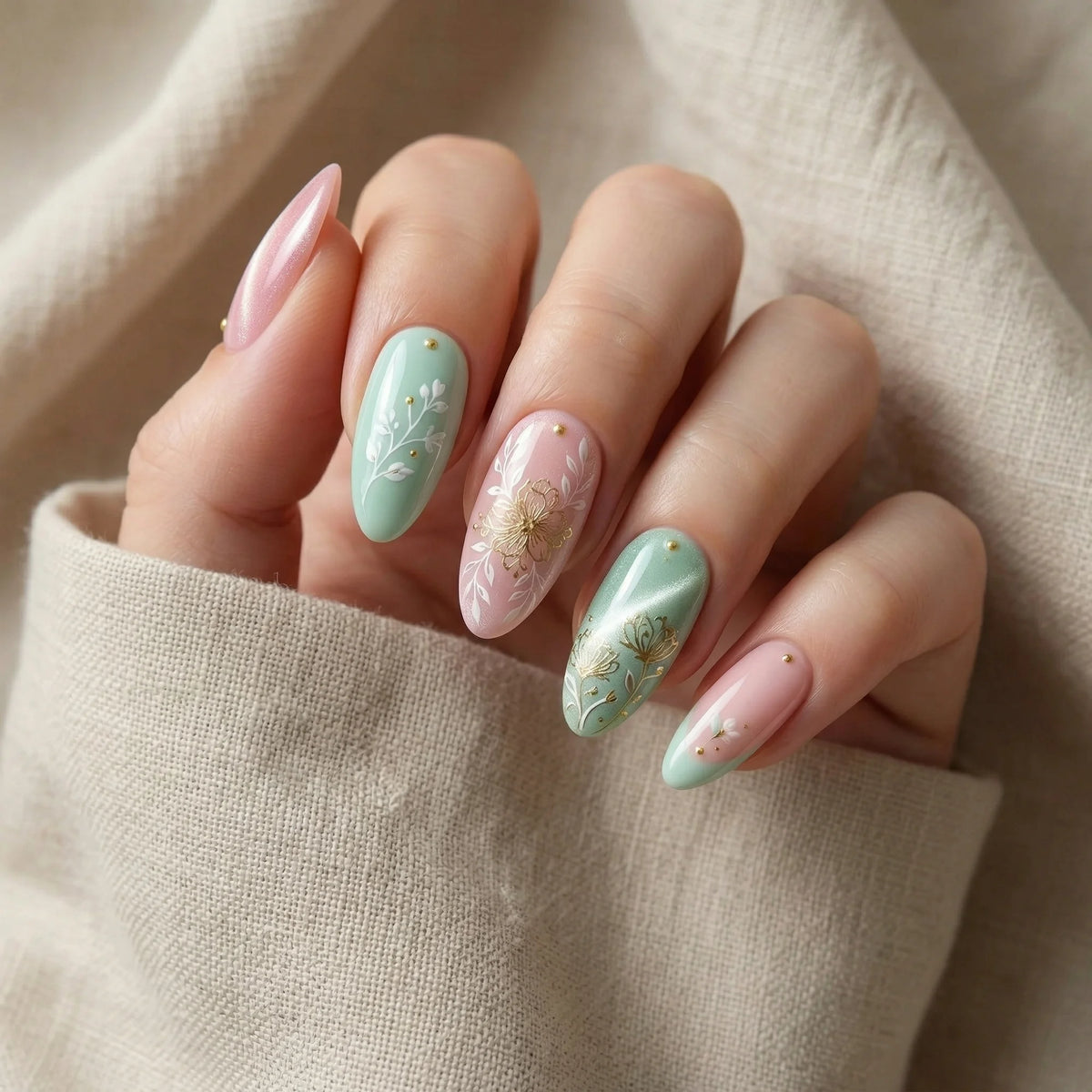 pink ombre almond medium press on nails minimal mockup 01