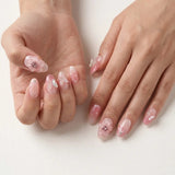 pink ombre almond press on nails 3d butterfly flower pearl mockup 01