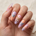 pink purple ombre 3d almond press on nails gold butterfly charm lifestyle 02