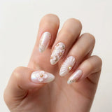 pink white 3d aura almond press on nails flower seashell pearl mockup 01