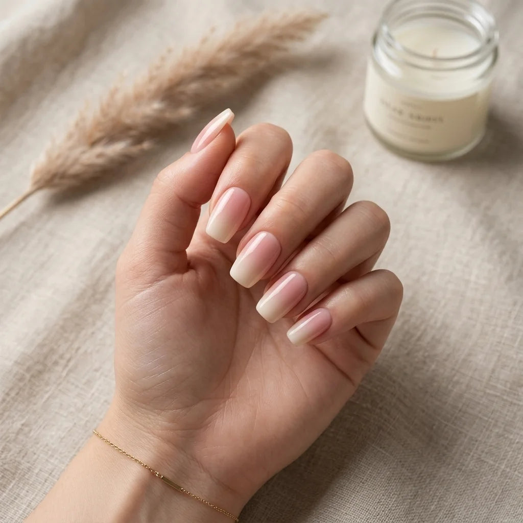 pink white ombre coffin press on nails mockup 01