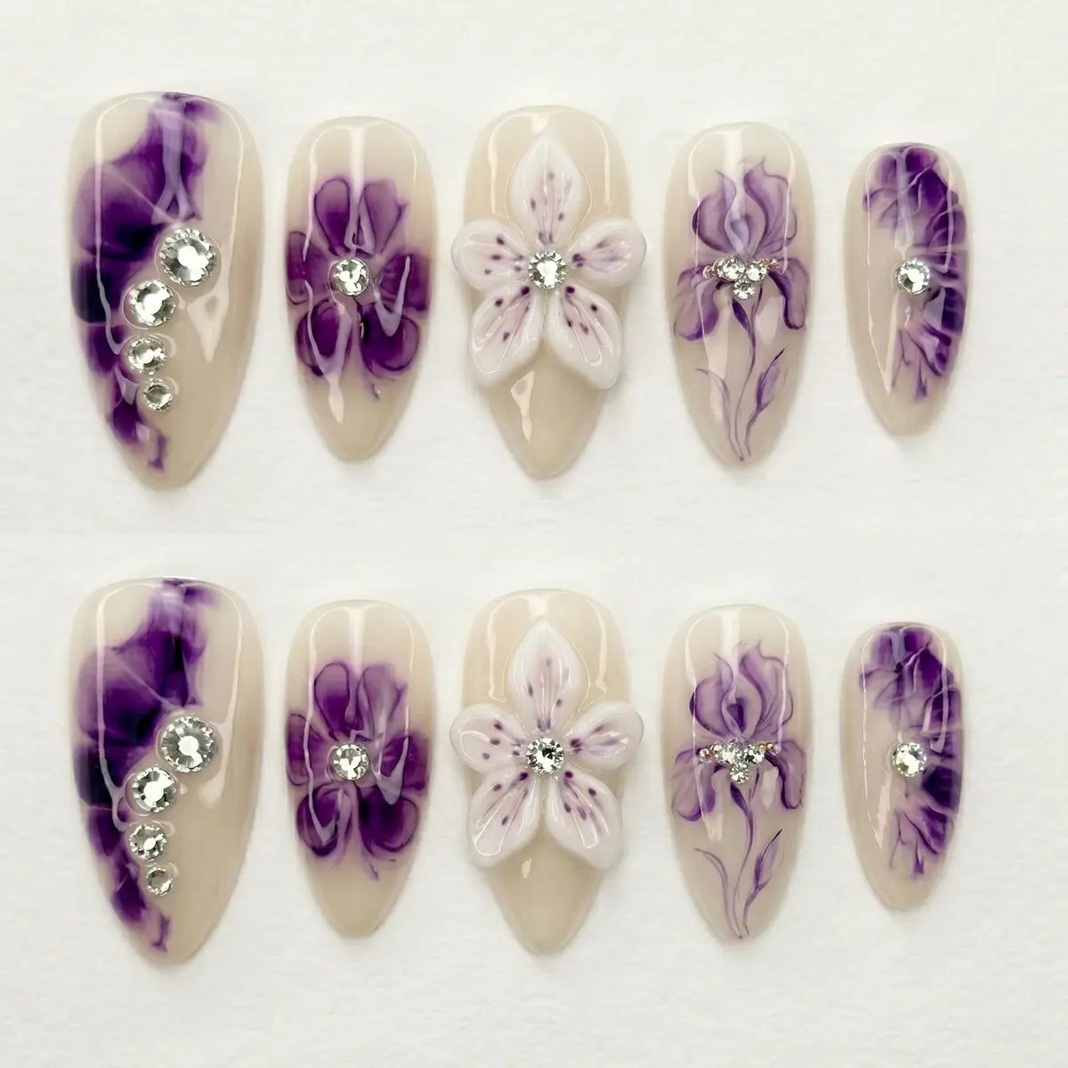 plum nude 3d marble almond press on nails peony bloom gemstone mockup 01
