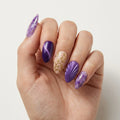 plum nude gold 3d marble almond press on nails seashell botanical detail 04