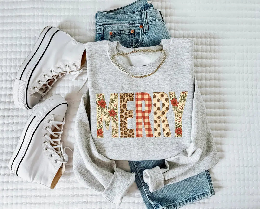 Preppy Merry crewneck sweatshirt in Sport Grey.
