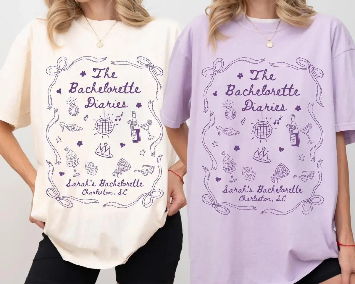 Princess Diaries - Custom Name - Trendy Bridal Shower Comfort Colors T-Shirt - Comfort Colors T-Shirt Mockup Image