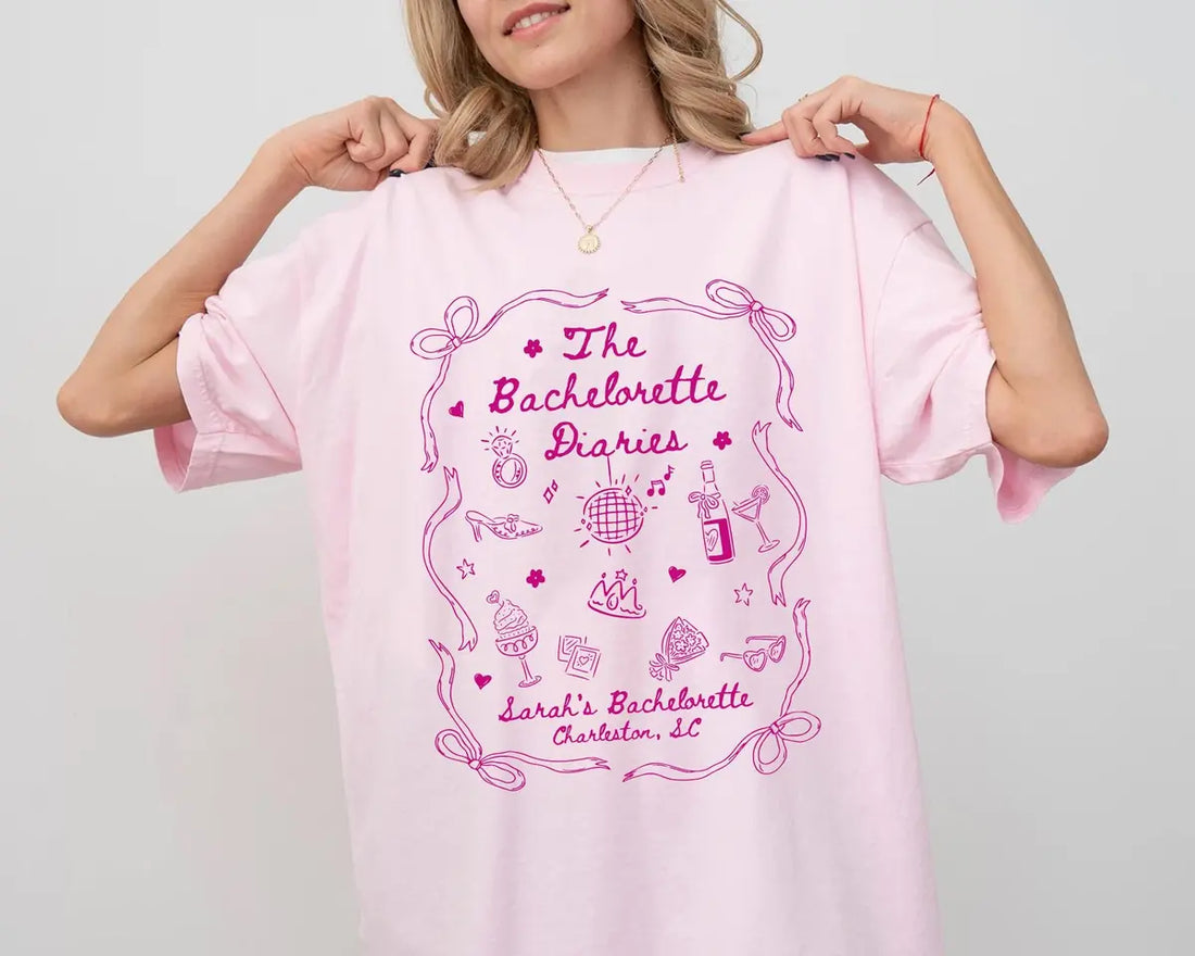 Princess Diaries - Custom Name - Trendy Bridal Shower Comfort Colors T-Shirt - Comfort Colors T-Shirt Mockup Image