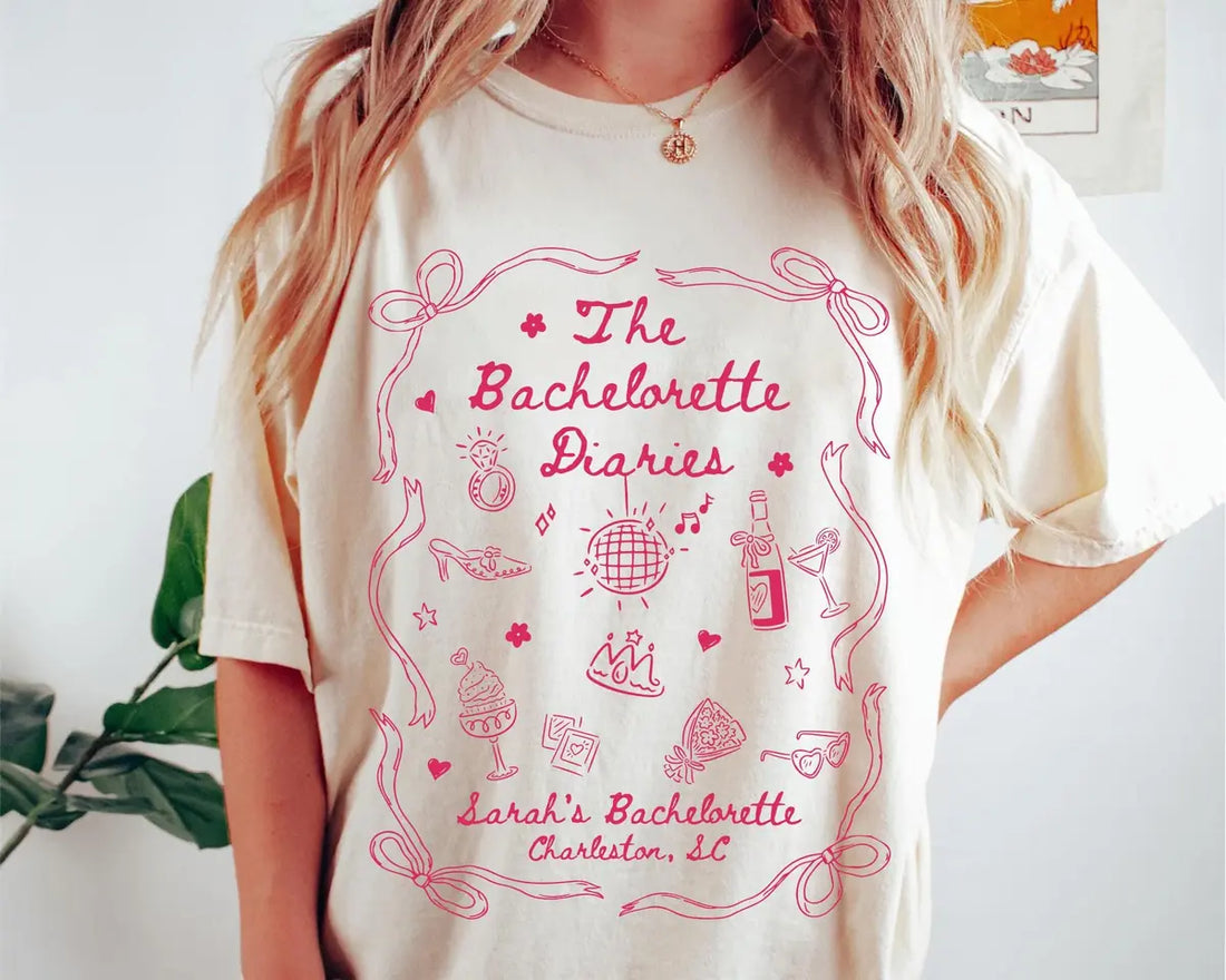 Princess Diaries - Custom Name - Trendy Bridal Shower Comfort Colors T-Shirt - Comfort Colors T-Shirt Mockup Image