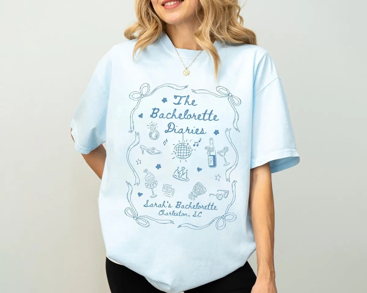 Princess Diaries - Custom Name - Trendy Bridal Shower Comfort Colors T-Shirt - Comfort Colors T-Shirt Mockup Image
