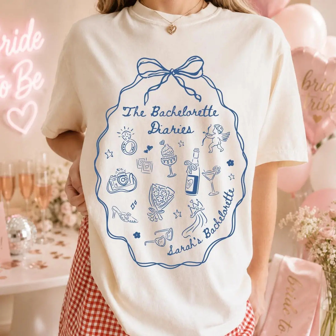 Princess Diaries - Custom Name - Social Club Bachelorette Party Comfort Colors T-Shirt - Comfort Colors T-Shirt Mockup Image