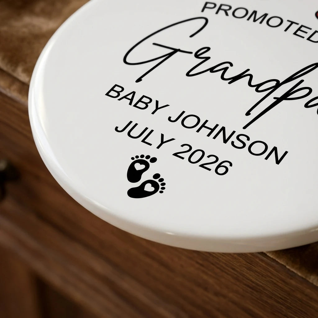 promoted to grandpa new grandpa personalized ornament detail
