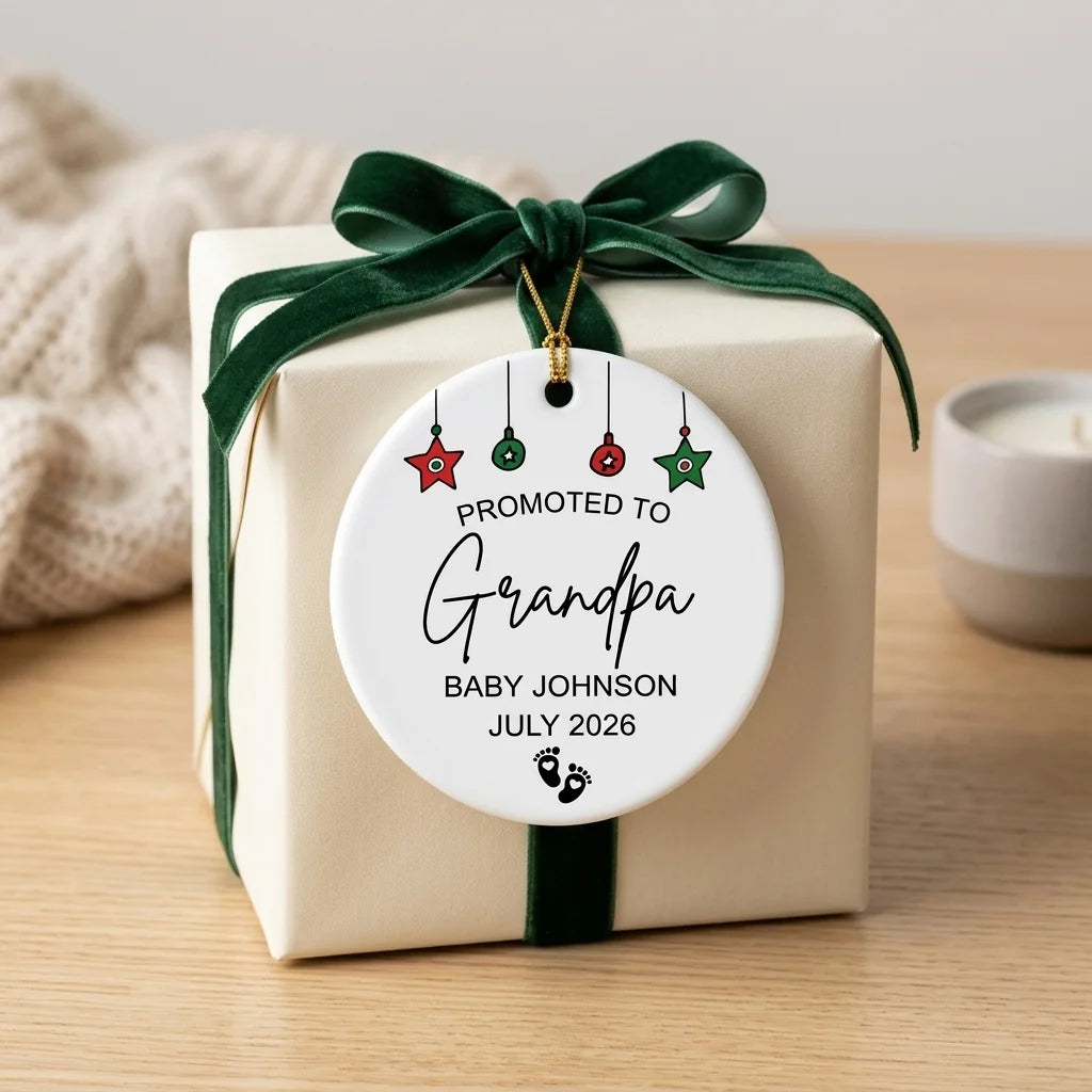 promoted to grandpa new grandpa personalized ornament gift